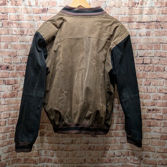 Vintage American Outpost Tan and Black Bomber/Varsity Jacket Size XL - Picture 10 of 12